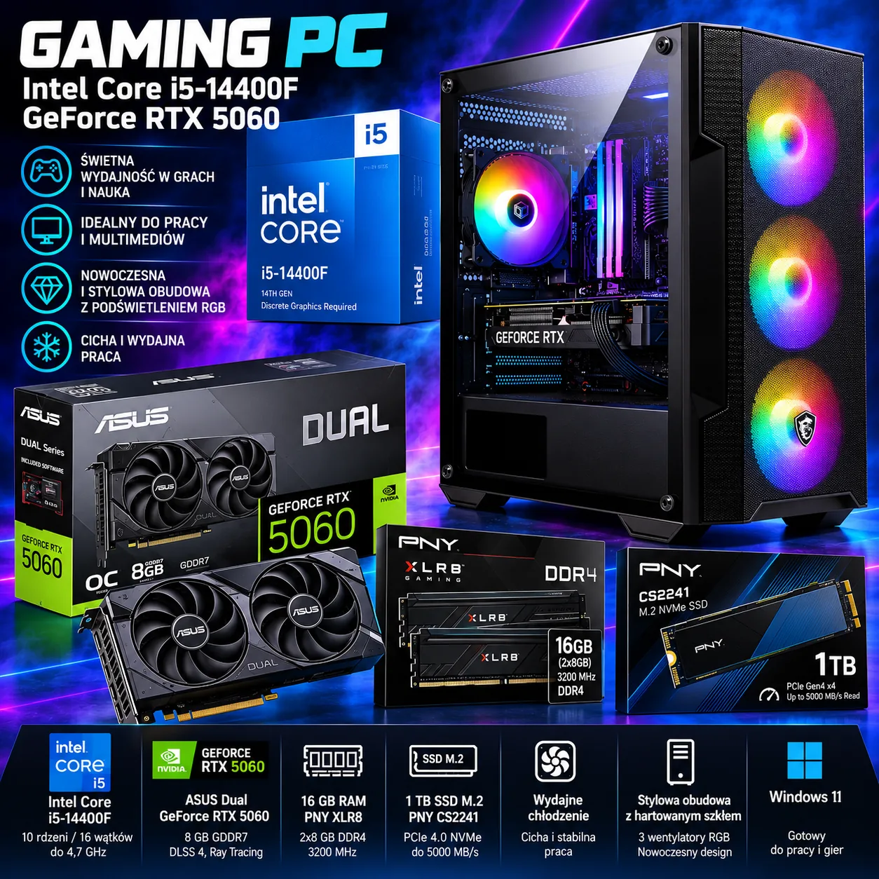 Gaming PC Intel Core i5-14400F RTX 5060 ALTECH